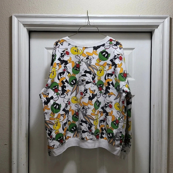 Vintage Looney Toons Sweatshirt Women's XXL 19 White Bugs Tweety Daffy 90's - Picture 3 of 7